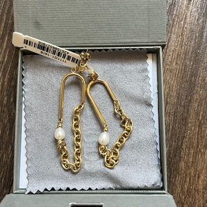 Earrings Chain & Pearl Fever white-gold